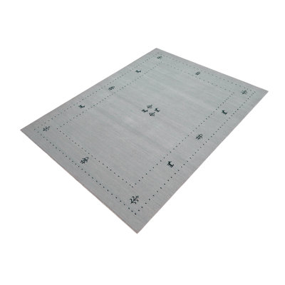 Tapis abstrait en laine bleu clair Gabbeh Walker 4 pi x 6 pi