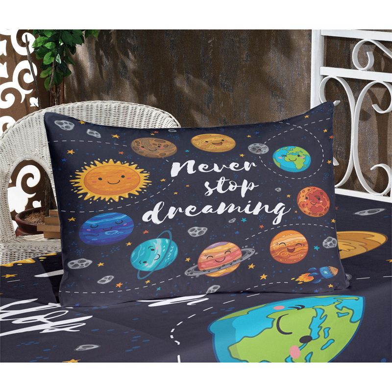 Ambesonne Saying Fitted Sheet & Pillow Sham , Multicolor, King Sheet Set + 4 Pillowcases