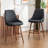 Faux Leather Bar Stool Modern Barstool With Back & Wood Legs, Counter Height Upholstered Bar Chair For Kitchen Island-39059542