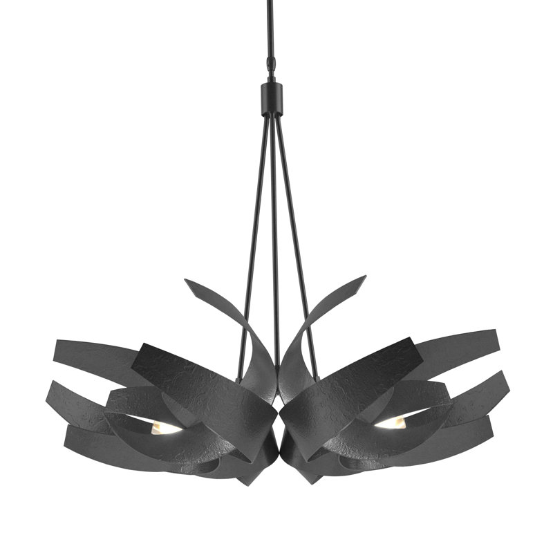 Corona 6 - Light Unique/Statement Geometric Chandelier, Dark Smoke, 21" H x  26.9" W x  26.9" D