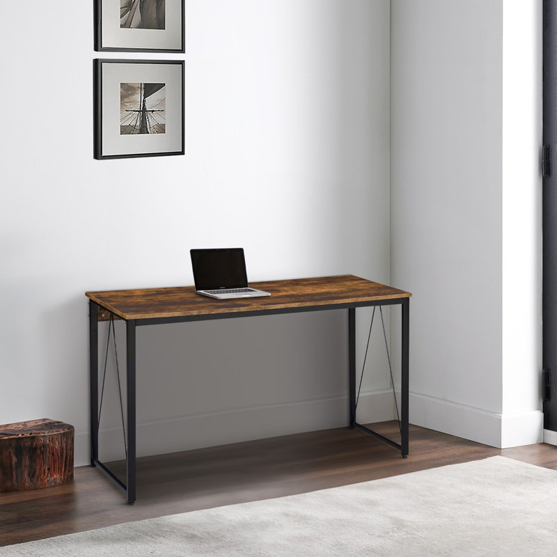 Floydia Metal Base Writing Desk, White, 28.5" H x 47.5" W x 19.5" D