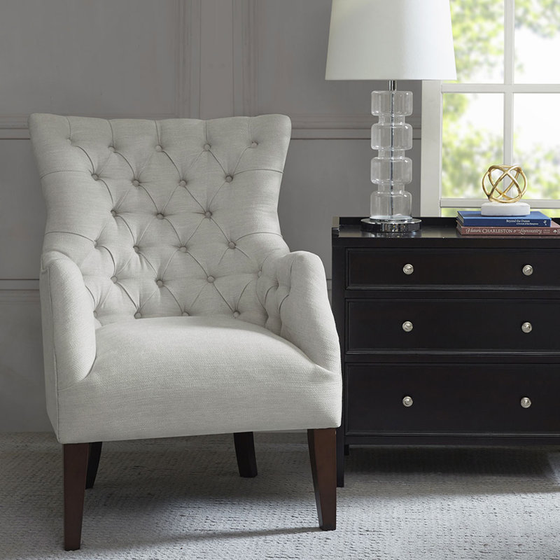 Chaise rembourrée avec fauteuil capitonné, Blanc