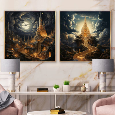 Islam Moonlight Ascending Minaret - Islam Square Collage Set Of 2
