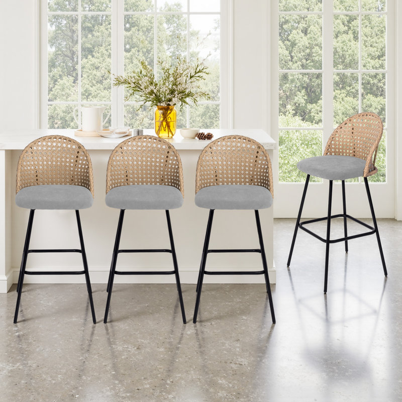 Tabouret de bar et de comptoir rembourré, Gris clair