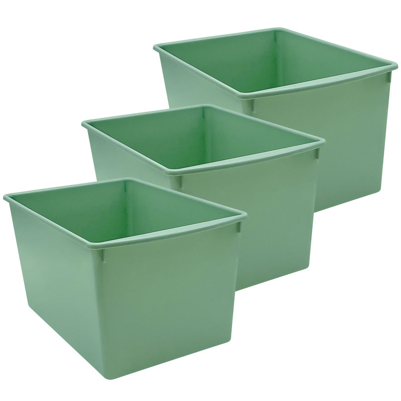  Plastic Multi-Purpose Bin, Eucalyptus Green, Pack Of 3, Green
