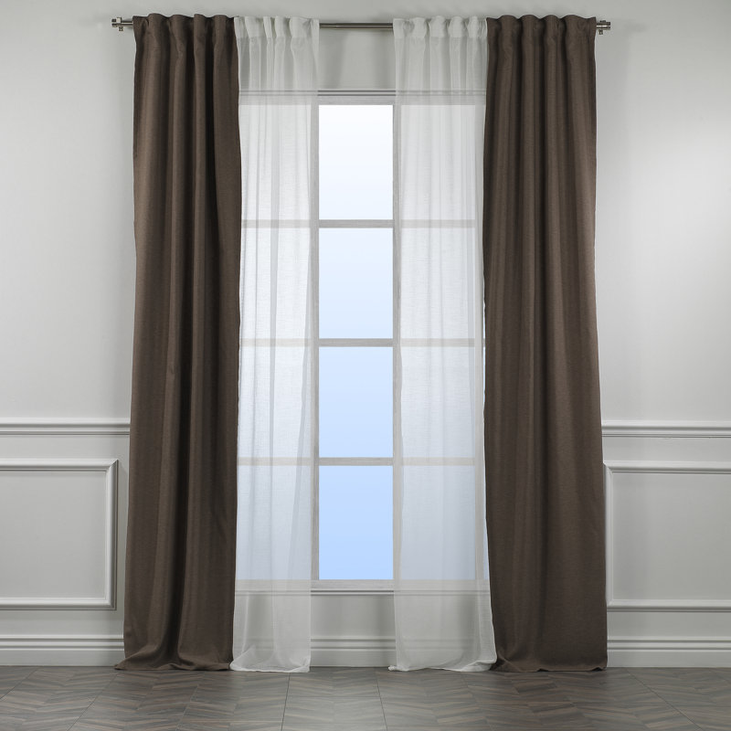 Decorative Window Curtain Each Panel, 27" W x 84" L, Mink/White
