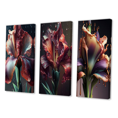 «Red Gladiolus Flowers», 3 pièces sur toile