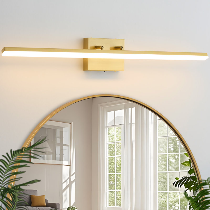 Bedale 1-Light Dimmable LED 32W Bath Bar With 5 Color Temperatures Gold Wall Sconce, Gold, 4.52" H x 32.1" W x 3.14" D