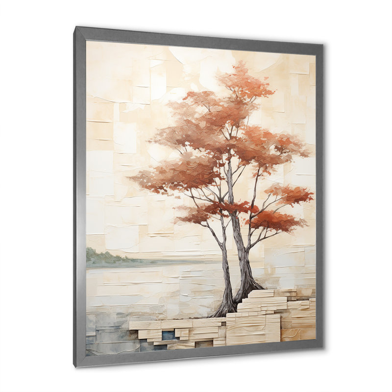 Minimalisme, séquoia beige, H 20 po x l 12 po x P 1 po, Cadre simple argenté