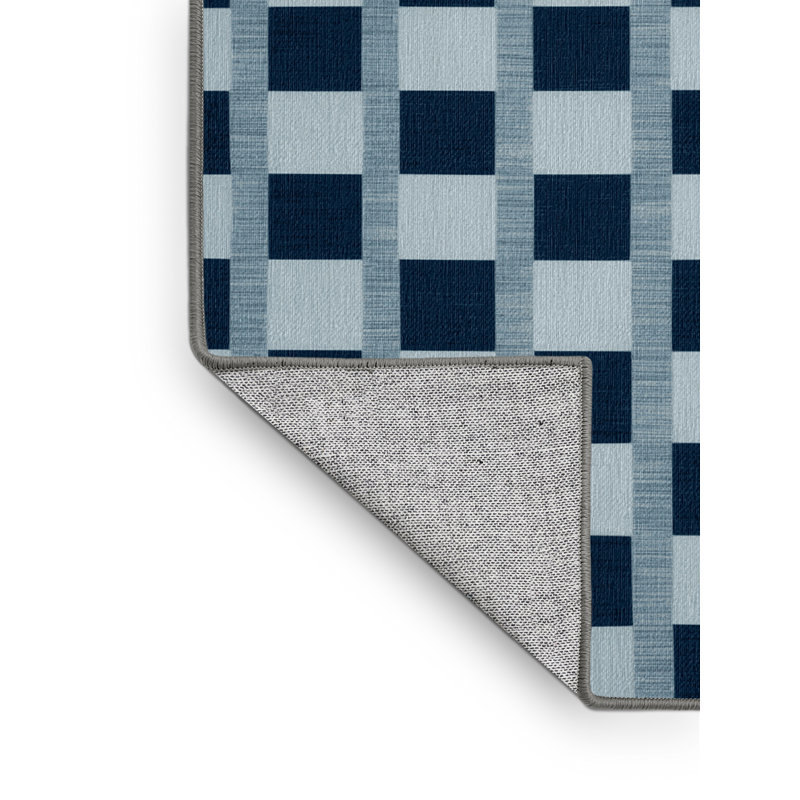 Tapis gris à carreaux lavable à la machine, Rectangle 2 pi x 3 pi