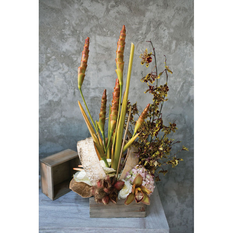 Boîte à fleurs en bois , Naturel, H 3,5 po x l 7 po x P 7 po