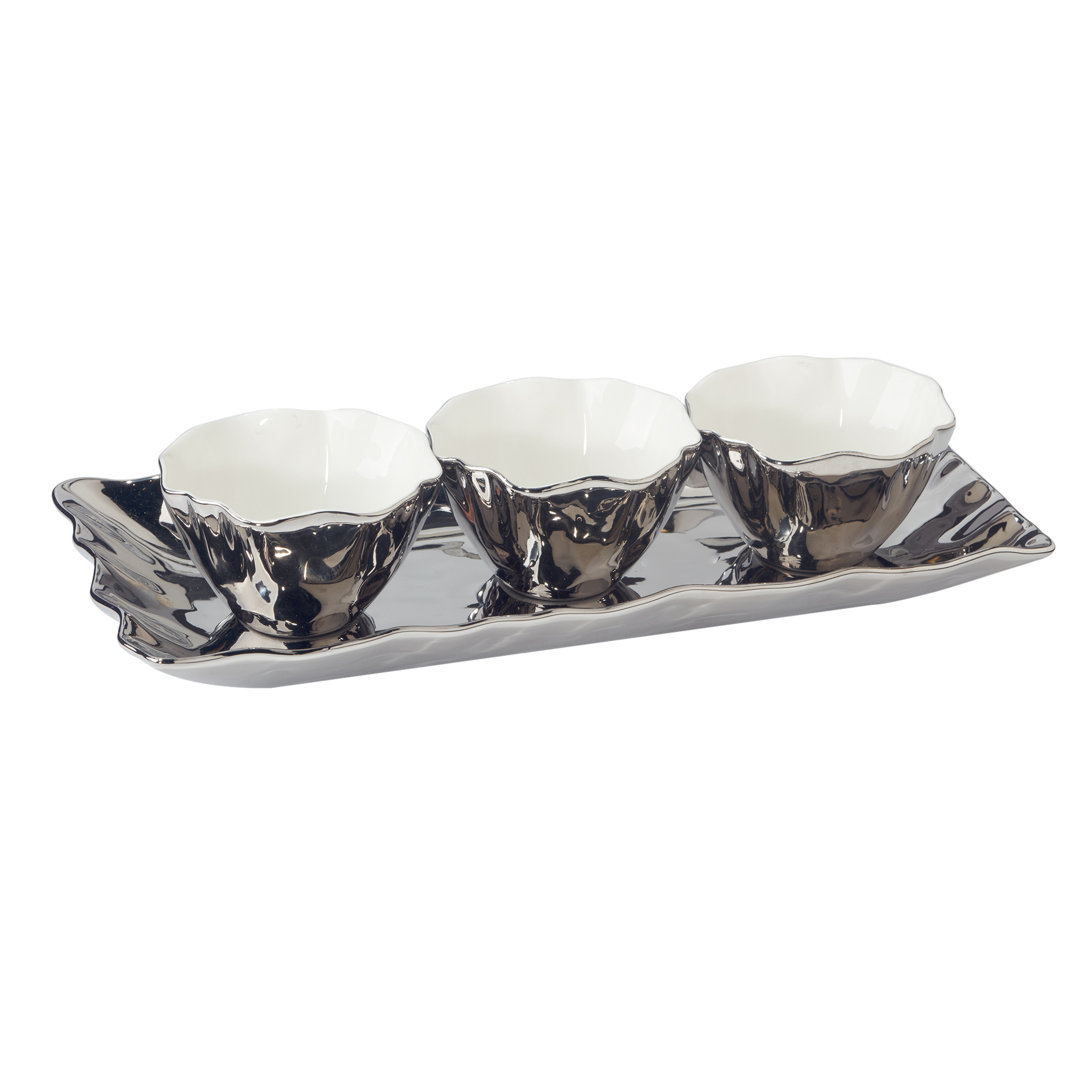 Coast 4pc Tray and Condiment Bowls 14.25in x 6in Certified International