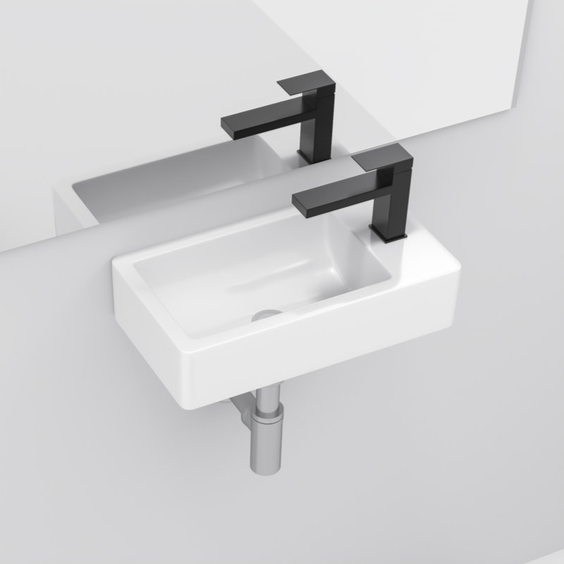 18'' White Ceramic Rectangular Wall-Mount Bathroom Sink