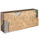 Modern Mirage 72" Wide Light Emperador Stone Top Antique Nickel Metal Finish Console Table