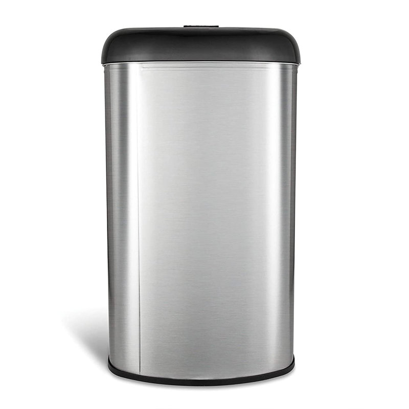13.2-Gallon Black and Stainless Steel Touchless Trash Can