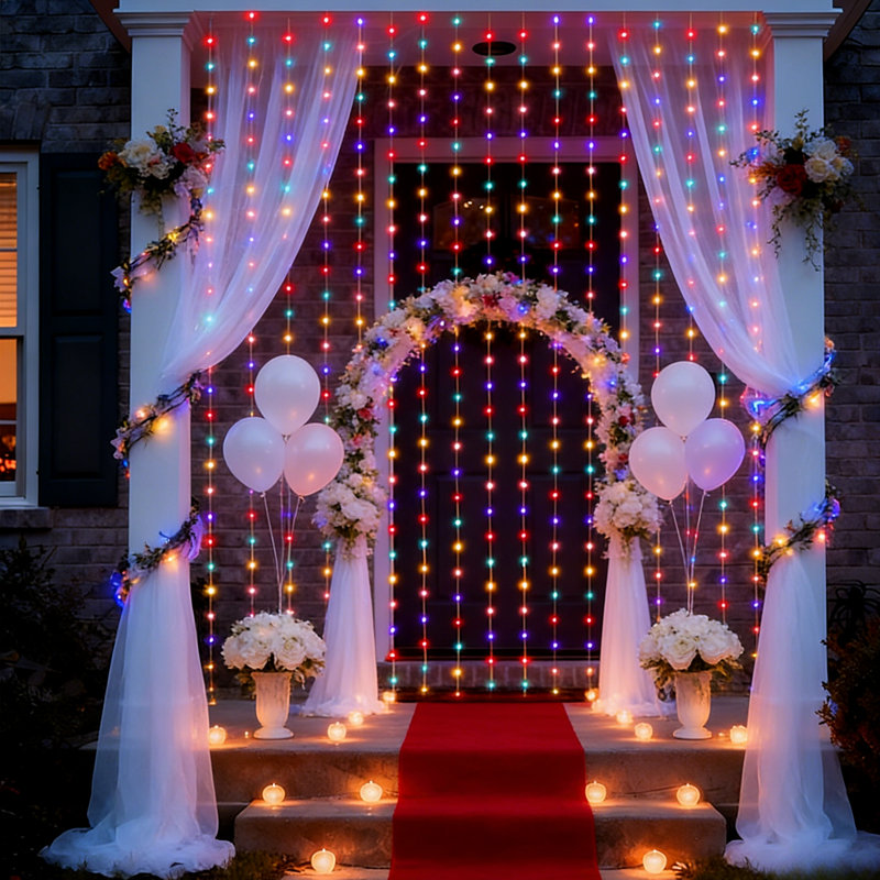 Guirlande de lumières de couleur blanc chaud + RVB multicolore avec télécommande, 600 DEL, 20 pi x 10 pi