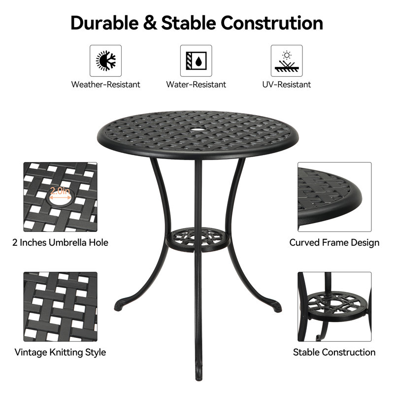 Round Metal Outdoor Balcony Table , 58cm cm W 58cm cm D