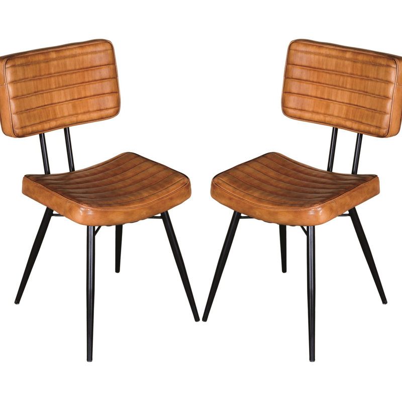 Camel 2 chaises d'appoint, pieds en métal noir - choix de salle à manger 2 pièces de style industriel, configuration
