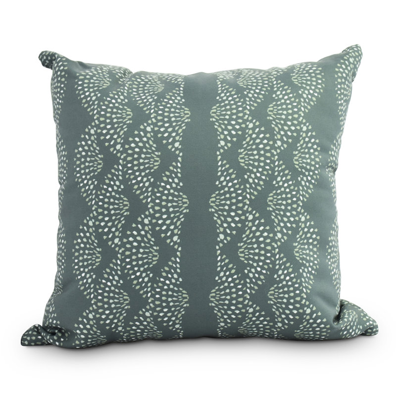 Fickle Florals Geometric Outdoor Reversible Throw Pillow, 16" x 16", Green