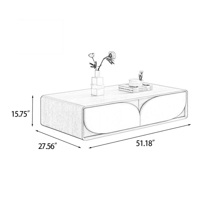 Table basse noire en bois massif, H 15,75 po x L 51,18 po x l 27,56 po, Noir