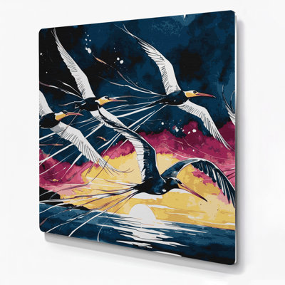 Oiseaux de mer hawaïens en vol, art mural gris en métal