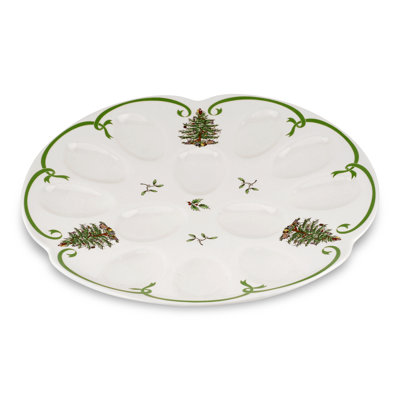 Spode Christmas Tree Devilled Egg Dish 13"