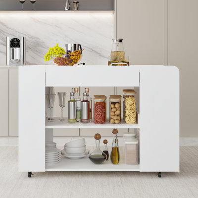 47.8" W Kitchen Island With Glass Top And Light