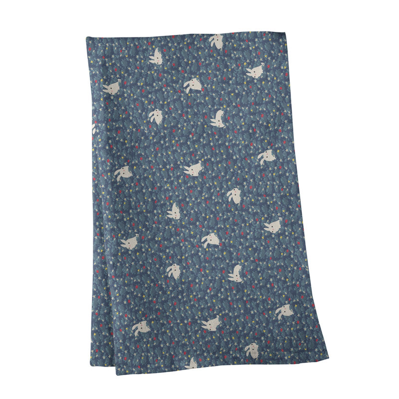 Serviette de lapin lapin à motif lapin, Sergé de coton, Gris / rouge / jaune