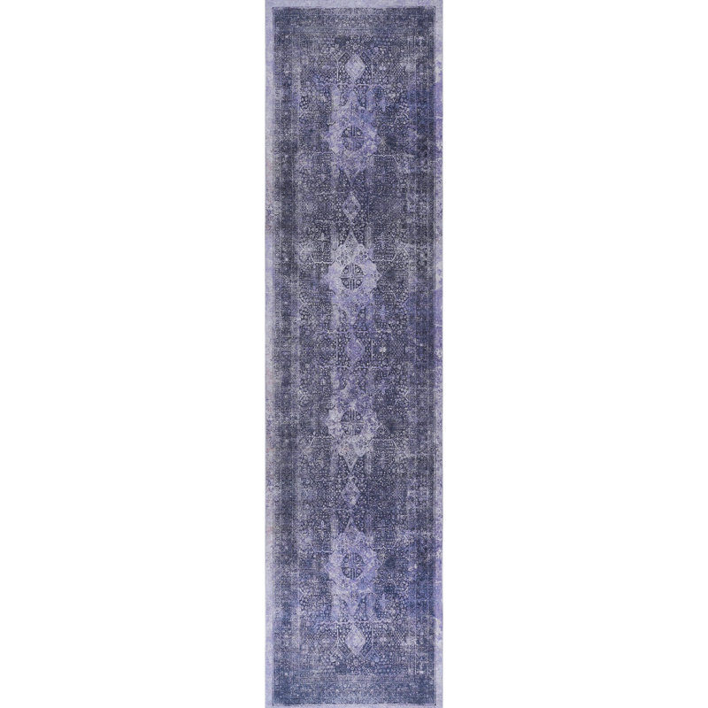 Washable Area Rug 2'6''x10', Low-pile Non-slip For Bedroom, Living Room, Dining Hallway - Anthracite Color , Office