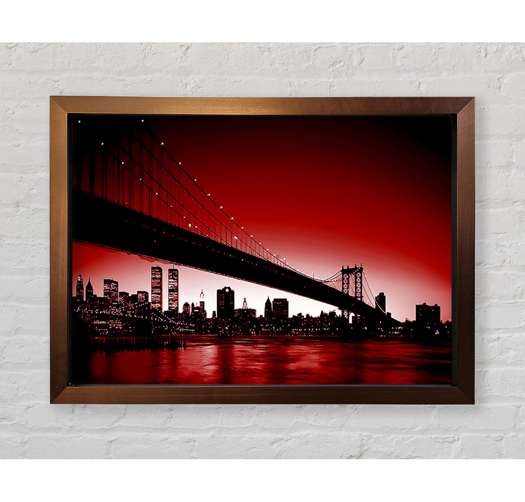 Gerahmtes Leinwandbild New York City Afar in Rot