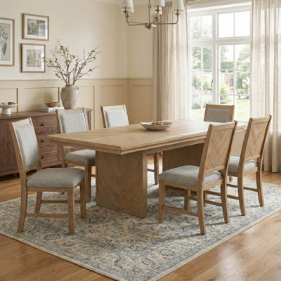 Gamino 7-Piece Solid Acacia Wood Extendable Dining Table Set