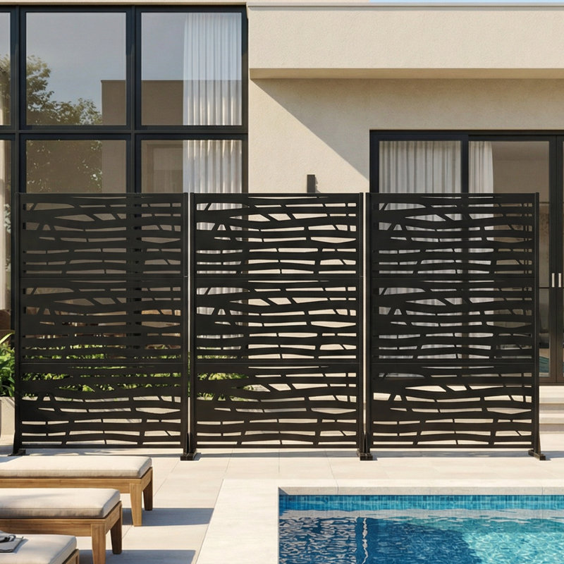 183cm H Freestanding Metal Room Divider Decorative Privacy Screen Garden Lattice Panel Trellis for Patio, Balcony, Backyard, Pool, Indoor Room
