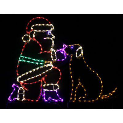 Santa Claus Petting Animated Dog Christmas Holiday Lighted Display -  Lori's Lighted D'Lites, 300-SPD