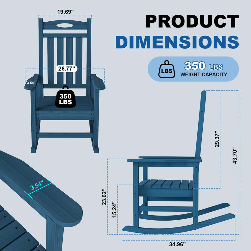 Ensemble de chaises berçantes surdimensionnées pour adultes, Dark Blue