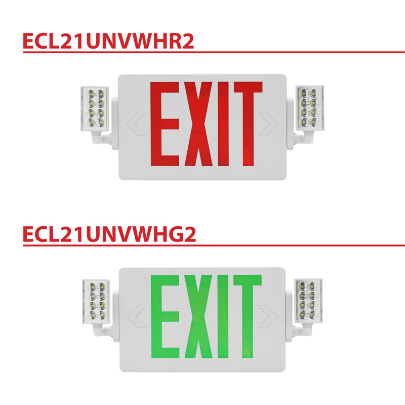 Slim Green LED Emergency Exit Sign with Battery Backup