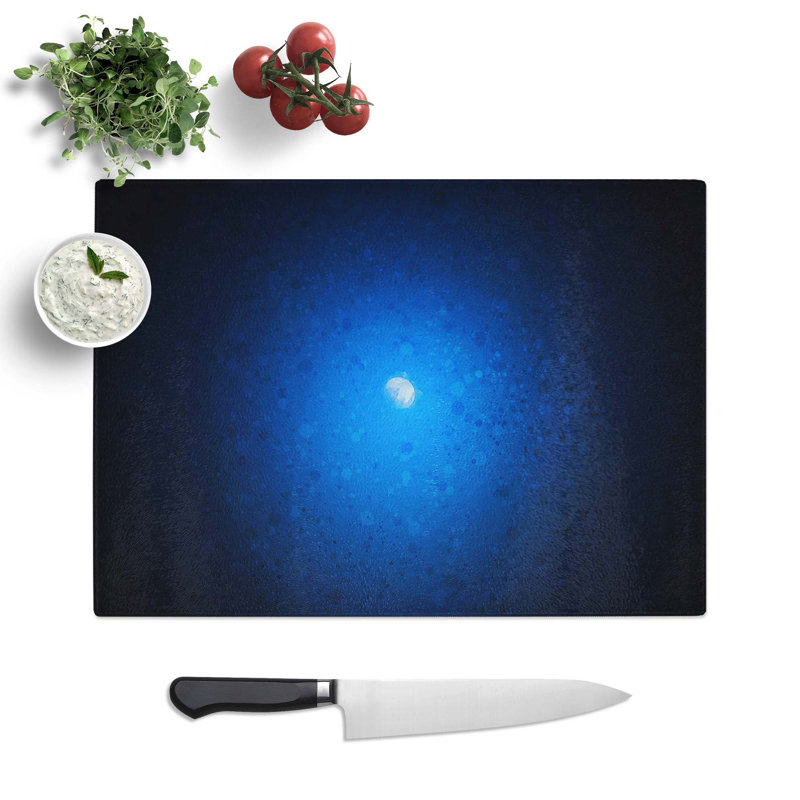 Glass Half Moon in Abstract Chopping Board, 39 cm W x 28.5 cm L