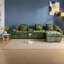 Grand sofa de coin avec rangement, canapé moderne en boucle verte en forme de L pour la maison-1268665458