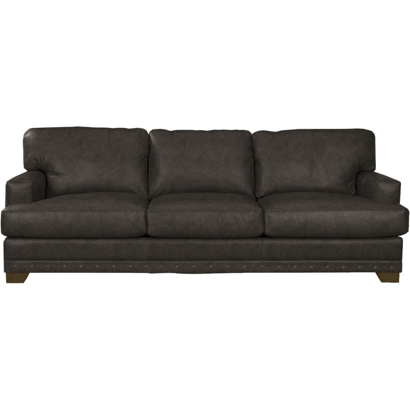 Nixson 100'' Genuine Leather Sofa, Gray