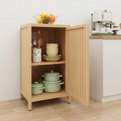 Armoire de rangement en bambou pour la salle de bain, armoire autoportante avec porte et tablette, convenant à la salle de bain, au salon, à la chambre à coucher, au couloir et à la cuisine