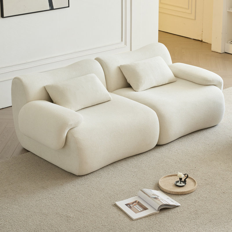Canapé modulaire modulaire, canapé modulaire compressé, Blanc, 2, H 26,77 po x l 77,95 po x P 39,37 po