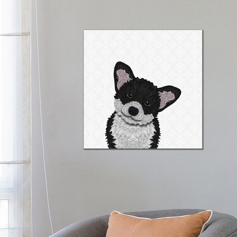 Cute Black Corgi by Angelika Parker - Wrapped Canvas Print, 66.04 cm H x 66.04 cm W
