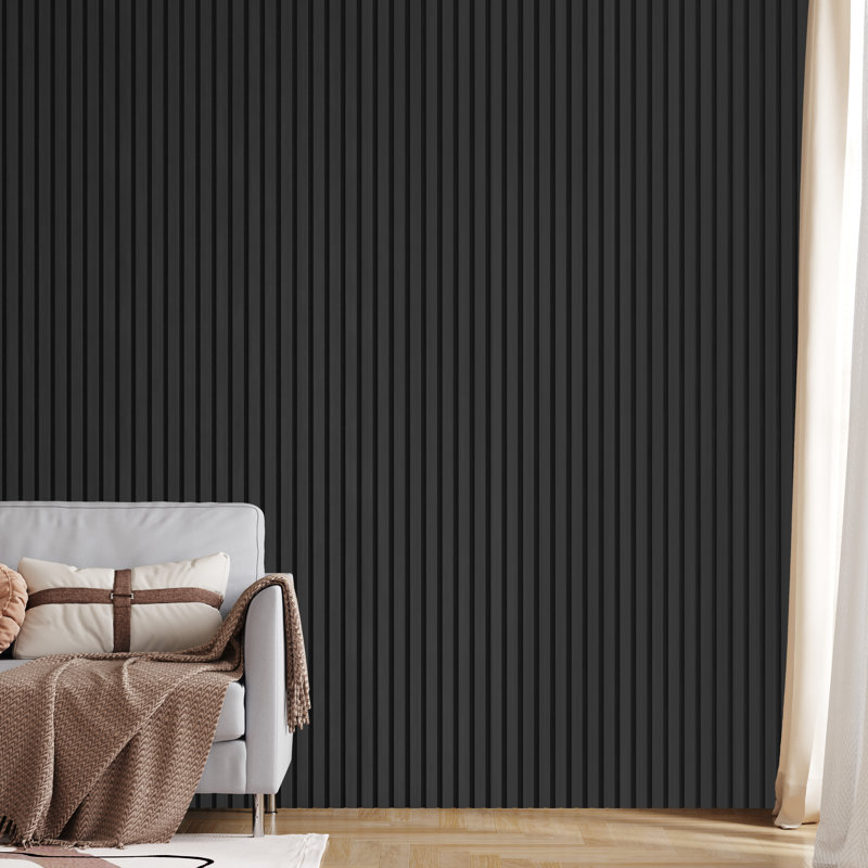 Ensemble de 2 panneaux muraux à lattes 3D pour mur intérieur en chêne gris (paquet de 2 / 18,55 pieds carrés), Gris