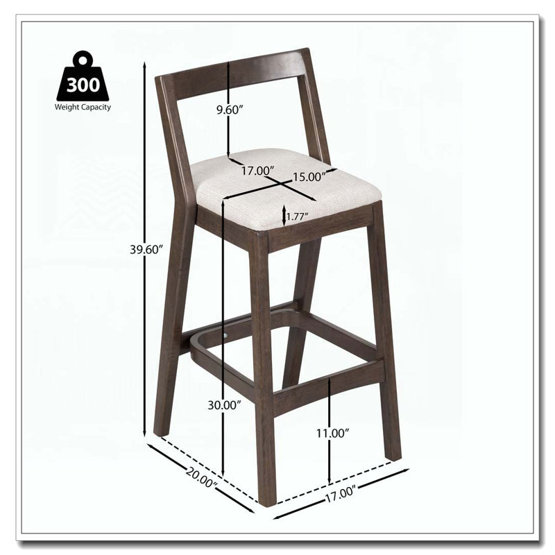 Tabouret en bois d'hévéa, Marron foncé