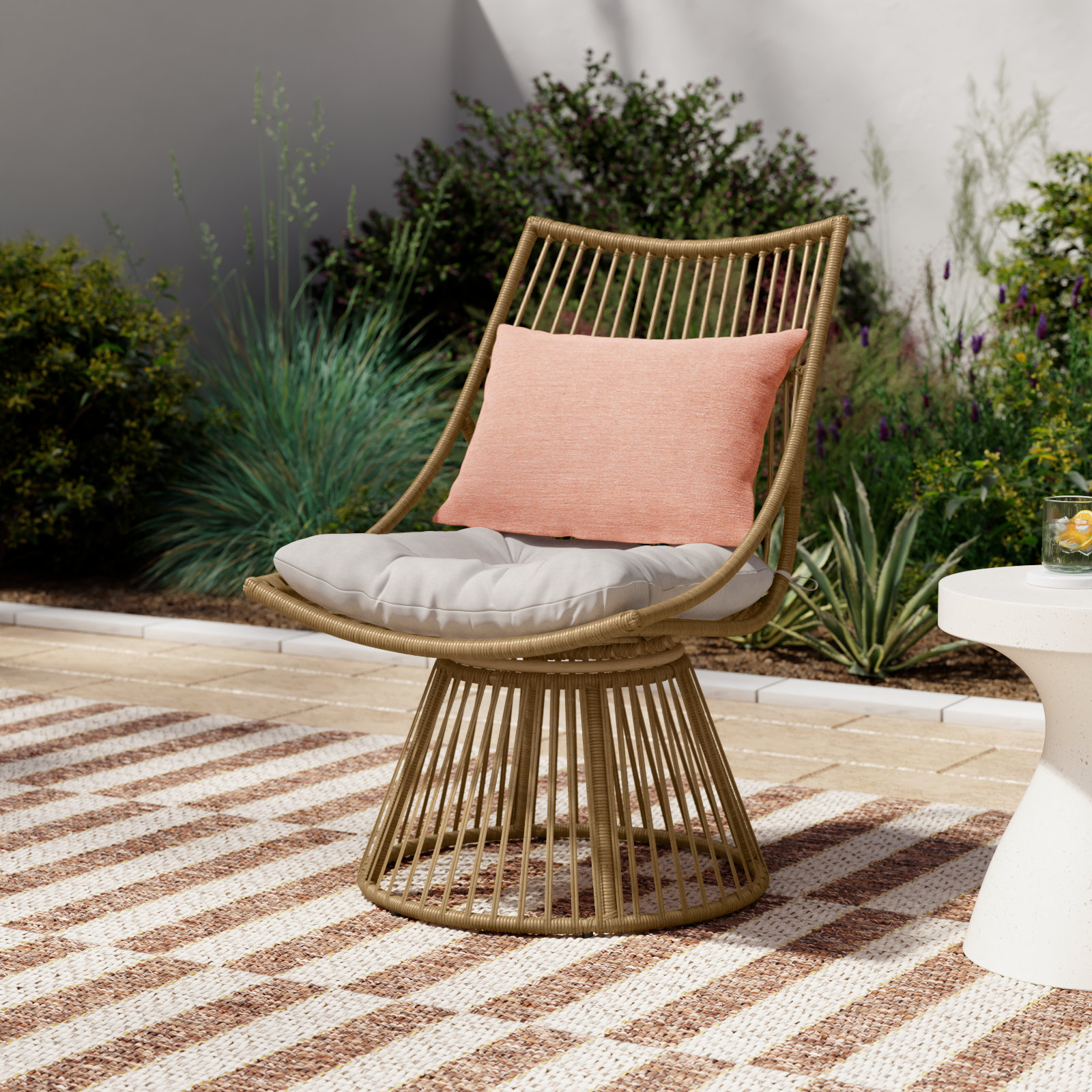 Fiona Patio Chairs with Cushions, Beige, Light Brown