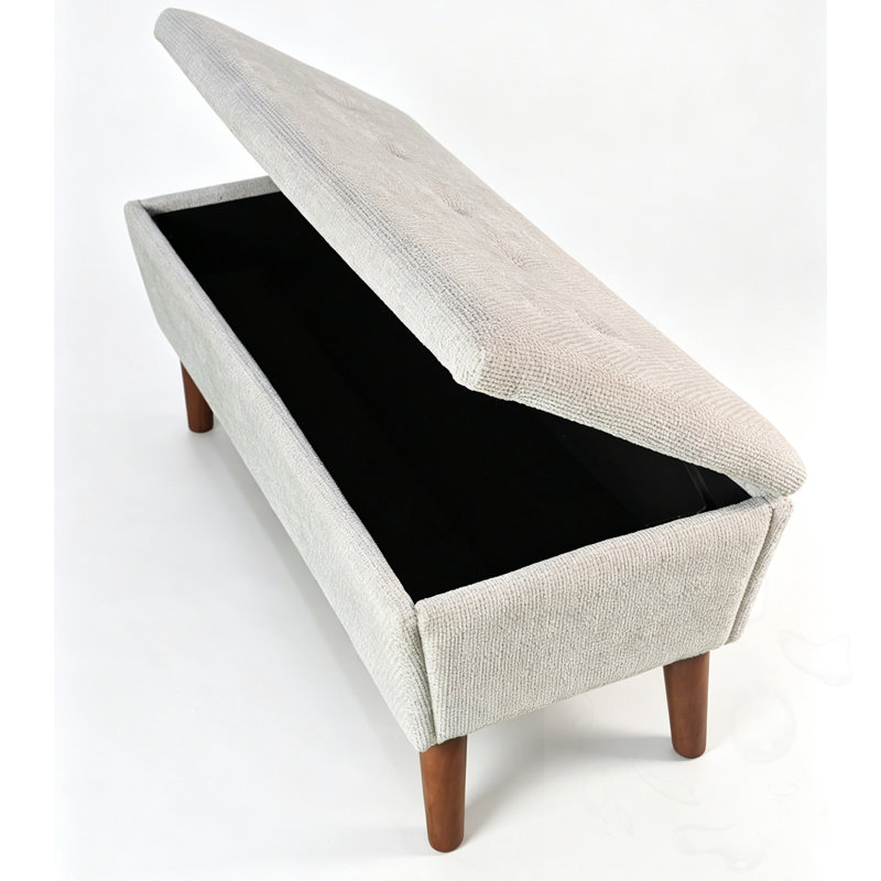 Banc rectangulaire rembourré avec pieds, Beige, Beige
