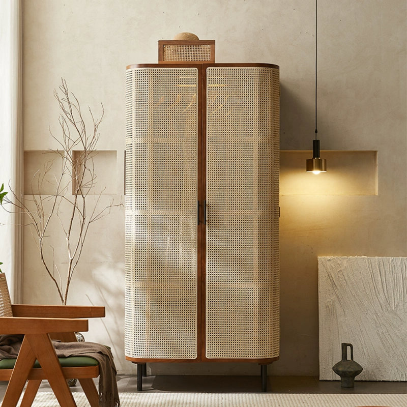 Simple Solid Wood Double-door Wardrobe, Walnut