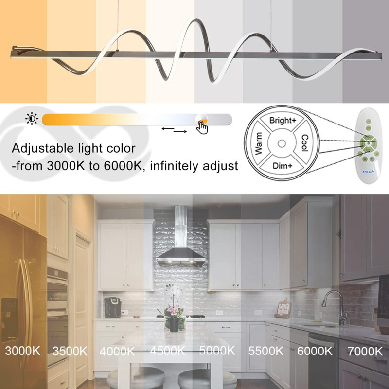 Modern Led Pendant Light For Kitchen Island Lighting  Modern Chandelier Dining Room Lighting Fixture Over Table Dimmable Ceiling Pendant Lights Creative Snake Shaped Twist Design