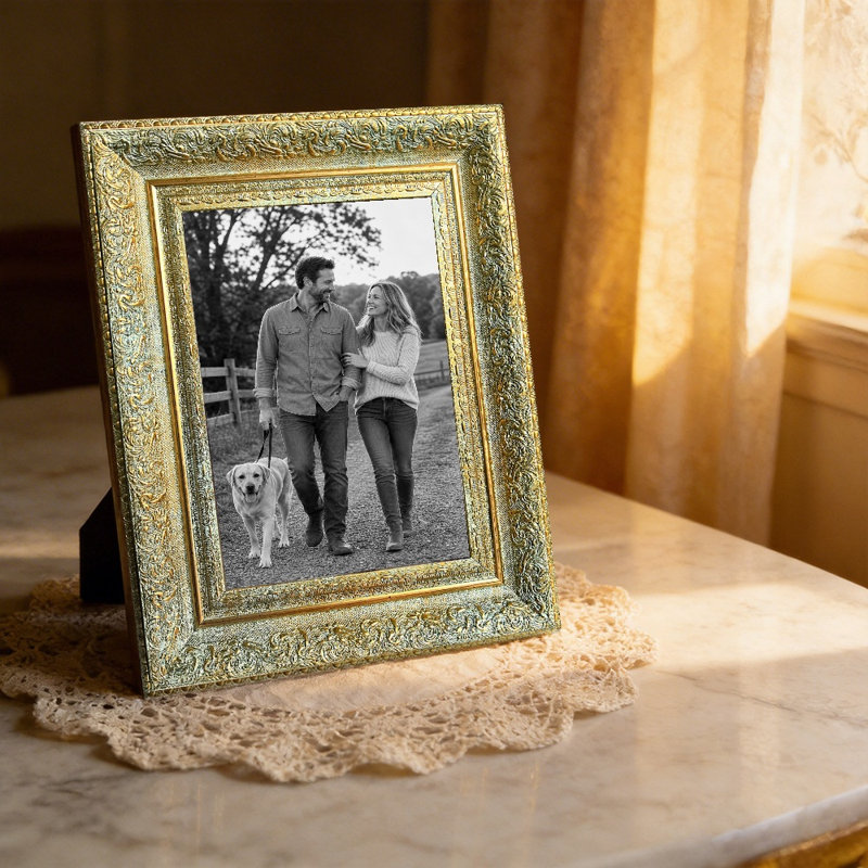 Cadre de photo décoratif antique 3 pièces 5 po x 7 po avec fixation murale ou table, Antique Gold, 3, 5" W x 7" H