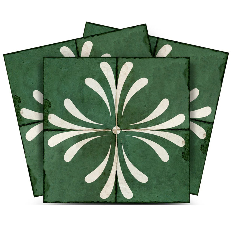 Carreau de mosaïque auto-adhésif en vinyle l 4 po x L 4 po, Vert / gris