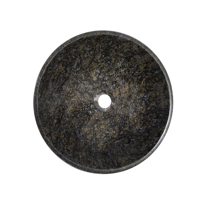 Lavabo de salle de bain vasque circulaire en granit noir / gris 16,5 po Eden Bath